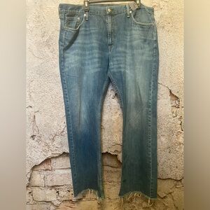 Levi's Straight Leg Frayed Bottom Jeans